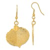 Allmygold 24K Gold Dipped Aspen Leaf Dangle Earrings
