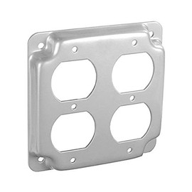 4 Inch Finished Square Cover, Raised 1/2 Inch - 2 Duplex Receptacle