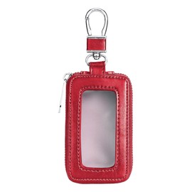 iolory Car Key Fob Cover,Keychain Pouch,Leather Key Shells,Car Accessories Leather Remote Keychain Case with Carabiner & Zipper Closure,Universal Keychain Protector for Most Cars,Trucks,SUVs (Red)