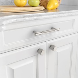 Asidrama 10 Pack 3 Inch(76mm) Brushed Satin Nickel Cabinet Pulls Knurled Cabinet Handles Cupboard Handles Kitchen Cabinet Hardware for Cupboard Drawer Pulls