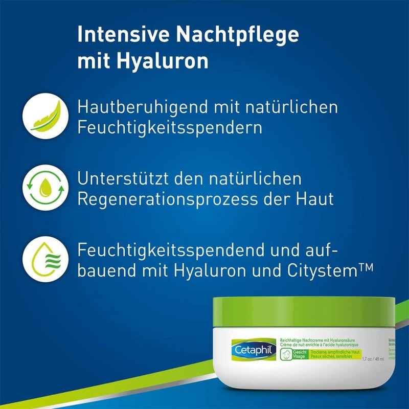 CETAPHIL Rich Night Cream with Hyaluronic Acid 48 g