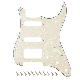 Banworks 11-Hole HSS Strat Pickguard 3-Screw Hole Round Corner Humbucking Mounting ST SSH Scratch Plate for Fender Lonestar/Deluxe/Professional I Series Stratocaster JT/HB-23 4Ply Vintage White Pearl