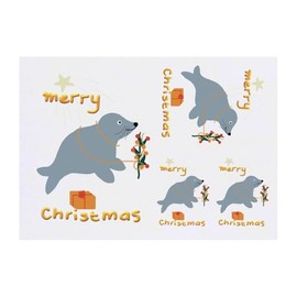 4 x 'Merry Christmas From Mr Seal' Temporary Tattoos - Water Resistant, Skin-Safe, Non-Toxic Transfers, Mixed Sizes (TO00077574)