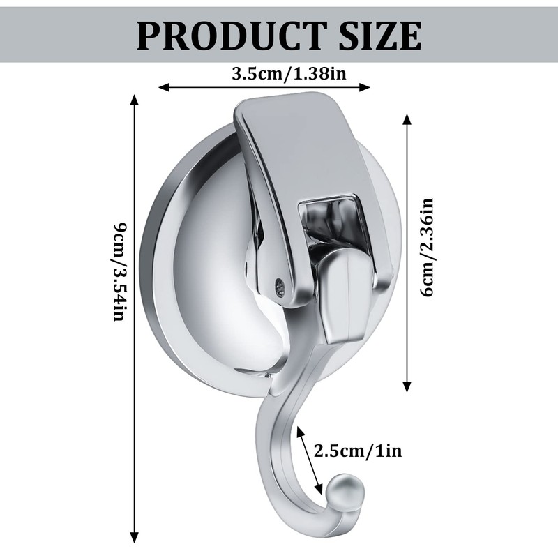 2 Pack Suction Hooks, Vacuum Suction Cup Hooks Powerful Push