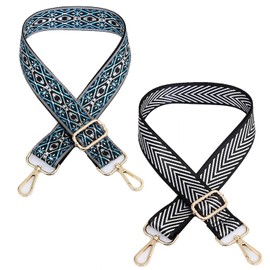 Wuzdy Pack of 2 Classic Polyester Shoulder Straps, Adjustable, Wide, Colourful, Bag Strap, for Women, Handbags, DIY, as shown