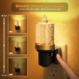 JandCase LED Night Light, Candle Night Lights Plug into Wall Amber, Auto On/Off Light Sensor Nightlight, 0-100LM Brightness Dimmbale Nightlight, for Bathroom Hallway Bedroom Kids Room