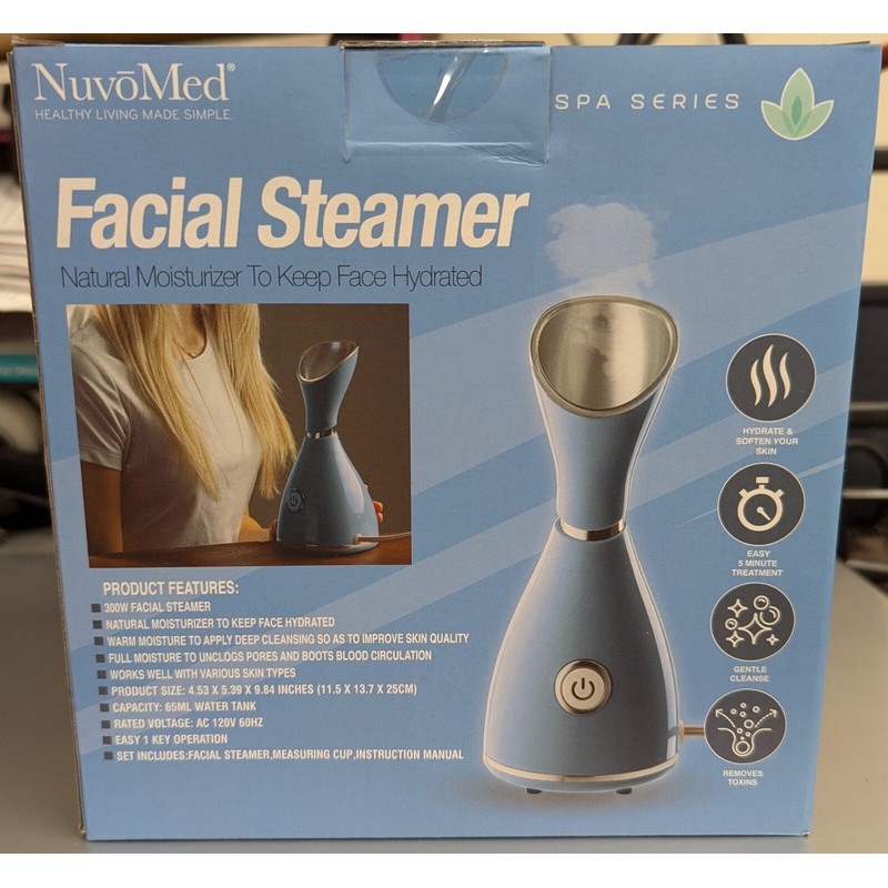 NUVOMED SPA SERIES FACIAL STEAMER NATURAL MOISTURIZER BLUE NEW IN