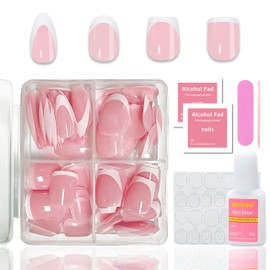 Nail Tips Set 120 Pieces French False Nails for Sticking White Pink Gradient Design Artificial Fingernails No Need