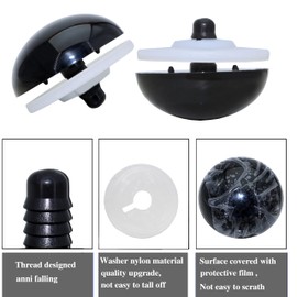 ARTCXC 1Box(8Pcs) 40mm Extra Large Safety Eyes and Washers for Amigurumi Crochet, Black Screw Thread-Lock Design Plastic Stuffed Animal Eyes with Washers for Doll, Puppet, Plush Animal DIY Making