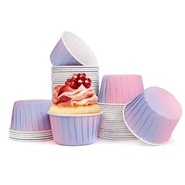 Spesh Pack of 50 Paper Muffin Cases Mini Cupcake Moulds for Weddings, Birthdays, Christmas (Pink-Blue)