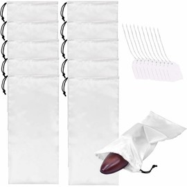 10 Pack Shoe Bags for Travel Satin Fabric Shoe Bag with Drawstring for Men Women Travel Protecting Storing Shoes - Color: Brown