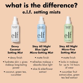 e.l.f. Stay All Night - Spray fijador de maquillaje micro fino, hidratante y refrescante para 16 horas de uso, vegano y libre de crueldad, 2.7 onzas líquidas
