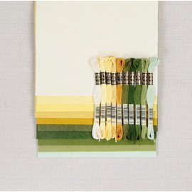 Benzie Design Wool Felt, 10 pcs 18" X 36" with matching DMC embroidery floss in Flower colors, 1 mm thick, soft & pliable, wool blend felt, Lemongrass 1/2 yards & Floss