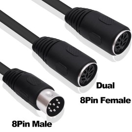 YARCHONN MIDI DIN 8 Pin Splitter Y Cable Adapter 8pin DIN 1 Male to 2 Female Extension Cord Wire for MIDI Keyboard Electric Piano TV Monitor Projecto-30cm/11.8in