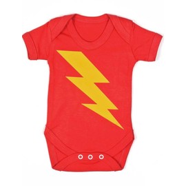 Baby Moo's SUPERHERO Baby Grow for Boys or Girls | Lightning Bolt Flash Baby Bodysuit Vest - Unique Baby Shower or New Parents Gift UK (6-12 months)