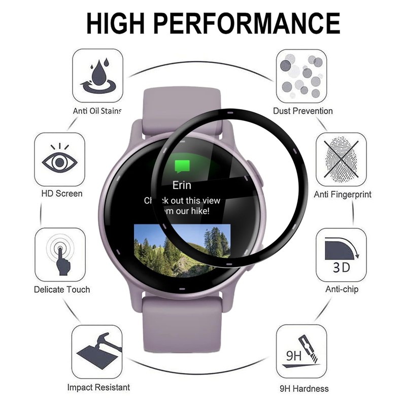 KZIOACSH Screen Protector for Garmin Vivoactive 5, 3 Pack Full Coverage 3D