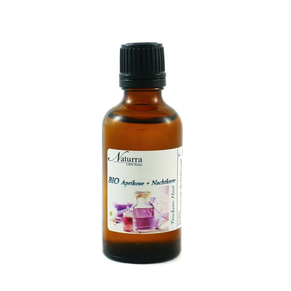 Naturra Organic Facial Oil "Dry Skin" 50 ml Glass - Organic Apricot Kernel Oil + Organic Evening Primrose