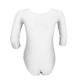 Aquarti Girls' 3/4 Sleeve Ballet Leotard, White