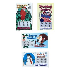 10 Fake Holiday Themed Fake Lottery Tickets for Christmas, New Years, Hanukkah or just for Fun. Each Ticket is a Fake Winner of $20k or More!!!
