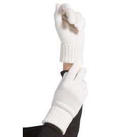 Fishers Finery Women's 100% Pure Cashmere Gloves Ultra Plush Ribbed Cuff Cream