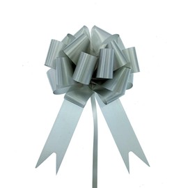 Anevous Pack of 20 Large Gift Bow, 20 cm Large Gift Bow, Gift Ribbons, Pull Bow, Decorative Bow for Crafts, Wedding, Birthday, Gift Wrapping, Car Decoration, Silver