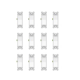 Greencycle Decora Single Pole Light Switch,15 Amp/120-277V,Double Rocker Wall Paddle Light Switch,On/Off Switches for Residential and Commercial Areas,UL Listed,White,12PK