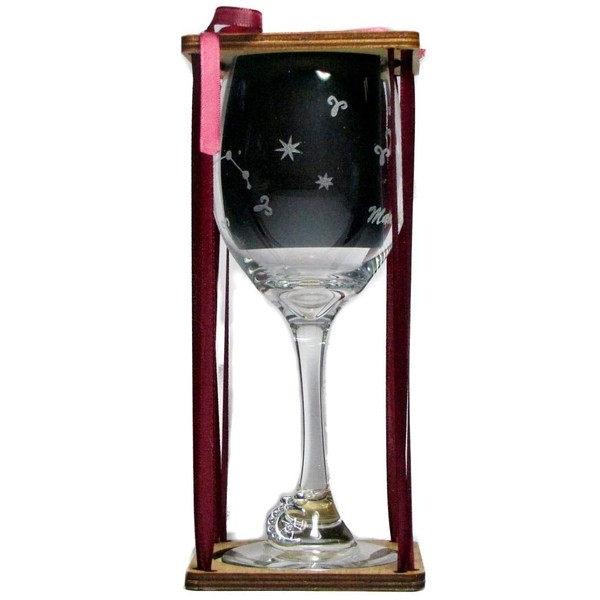 Aries Astrological Sign Stemmed Wine Glass with Charm and Presentation Packaging