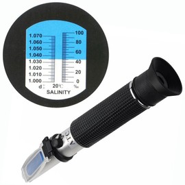 Salinity Refractometer for Seawater and Marine Fishkeeping Aquarium 0-100 PPT - Dual Scale (1.0 to 1.070 S.G.) - Automatic Temperature Compensation