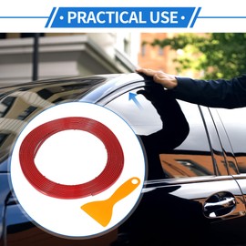 VekAuto Window Trim Strip Kit 1/4" 6mm Width 16Ft 5m Universal for Exterior Car Bumper Door Body Self Adhesive Scratch-Proof Decorative Sticker Plastic Gloss Red