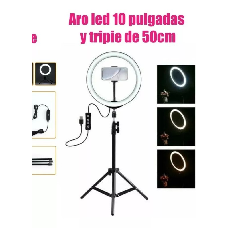 K&H Aro Luz Led Con Tripie Maquillaje Foto Video Luz