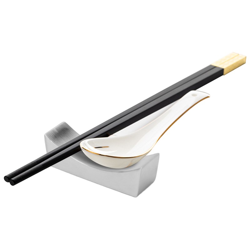4Pcs Stainless Steel Chopstick Rest Boat Shape Chopstick Spoon Knife