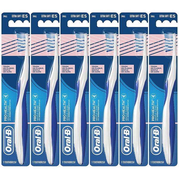 Oral-B Pro-Health Gentle Clean Cross Action Toothbrush for Sensitive Teeth, 35 Extra Soft, Pack of 6