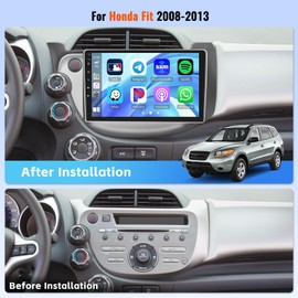 [4+64G] Android 15 Car Radio for Honda Fit 2008-2013 with Wireless CarPlay Android Auto, 10.1 Inch Touch Screen Car Stereo for Honda Fit with GPS WiFi Bluetooth 5.0 FM/RDS 32EQ AHD Backup Camera