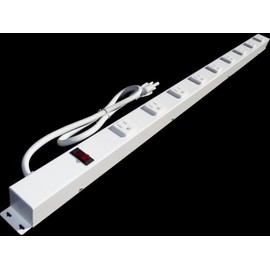 36” Power Strip, 9 Outlets, 3' Cord, White