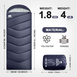 Sleeping Bags for Adults Cold Weather,Portable, Waterproof,Lightweight Camping Sleeping Bag for Tall Girls Boys with Compression Sack for Warm Camping, Hiking, Outdoor & Indoor