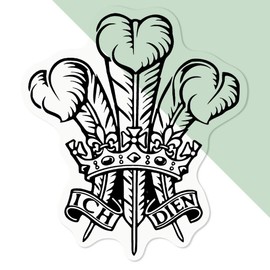 Medium 100mm 'Prince of Wales Feathers' Transparent/Clear Sticker Decal for Windows/Cars/Walls (DC00140769)