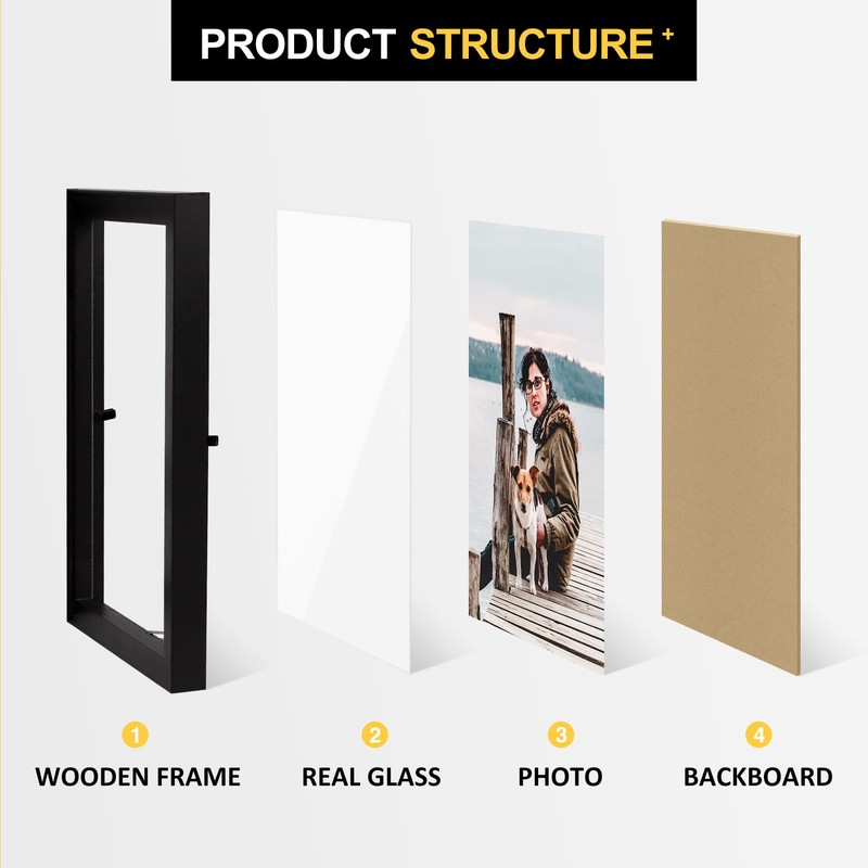 FOREV 4x6 Double Picture Frame Wooden Hinged Photo Frame Definition