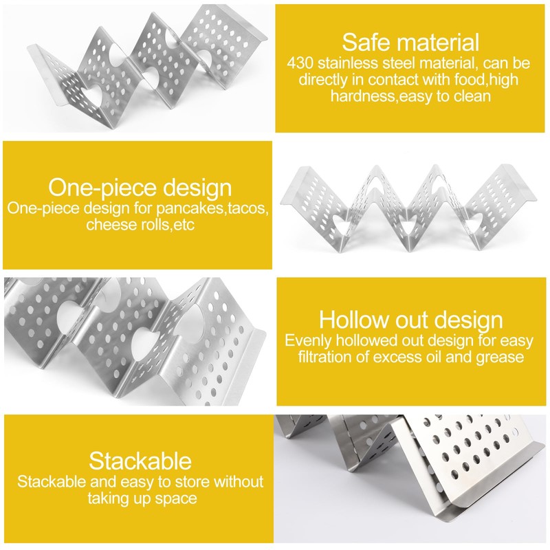 Taco Holder Stand,2 Pieces Stainless Steel Taco Tray,Taco Rack Holders,Mexican