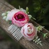 Fangsen Silver Wedding Pink Rose Flower Hair Comb Bridal Flower