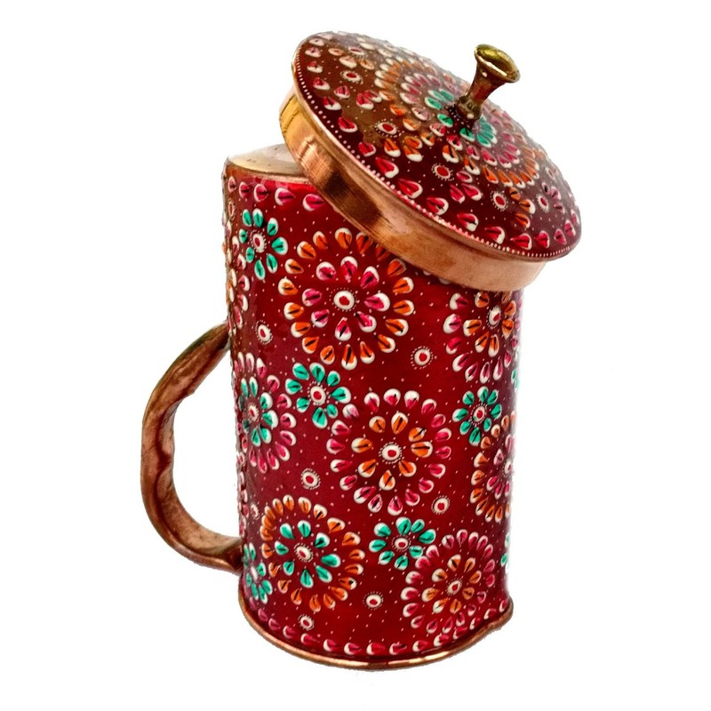 RASTOGI Handicraft Pure Copper Jug Hand Painting Decorated for Water