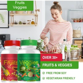 Unbranded 1 Set Fruits and Veggies Supplements - 90 Fruit Capsules, 90 Veggie Capsules New