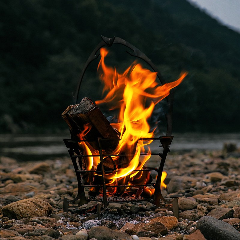 Folding Campfire Grill Camping Fire Pit Portable Wood Burning Bonfire