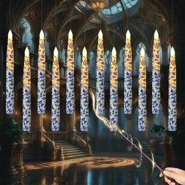 12PCS Floral Sunflower LED Magic Floating Candles Wand with Remote Timer Battery Operated for Home Wedding Garden Party Decorcolor: Blue flower, size: Medium (6"-8")