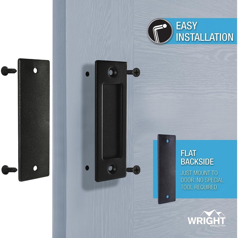 Wright Products Sliding Flush Barn Door Handle Set, Matte Black,