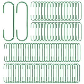 Qiuyan 100 PCS Green Bauble Hooks Metal Ornament Hooks for Christmas Tree Wreaths Home Kitchen Party Decoration (Green)