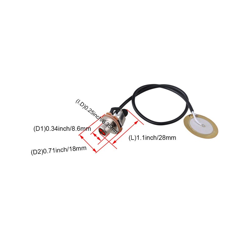 Lovermusic Socket Dia 0.25inch Piezo Transducer Pickup Microphone Contact Replacement