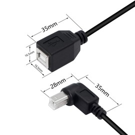 SinLoon USB 2.0 Type-B Printer Cable, (2-Pack) USB 2.0 B Female to Type-B Male (90 Degree Down) Printer Short Extension Cable for Printer, Scanner, Mobile HDD and More (Down 2)