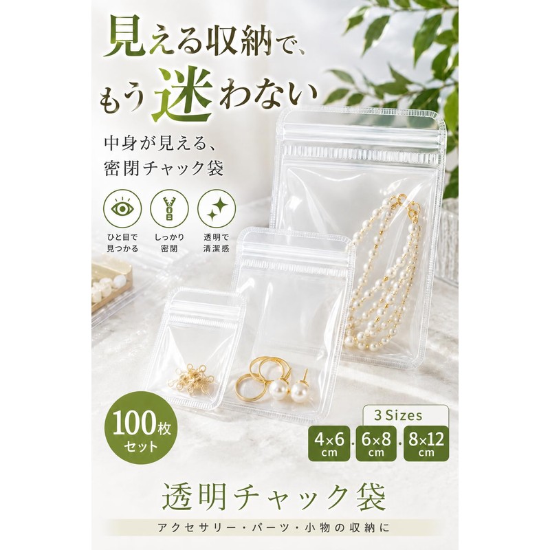 Fogman Zipper Bags with Chuck, Transparent Accessory Storage Bags for
