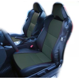 IGGEE, INC. IGGEE CUSTOM FIT FRONT SEAT COVERS FOR SUBARU BRZ 2013-2018 BLACK/CHARCOAL