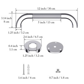 2 Pack 12 Inch Anti Slip Shower Grab Bar 1.25" Diameter,Munzong Stainless Steel Bathroom Grab Bar,Knurled Bathroom Balance Bar,Safety Handrail Support,Handicap Injury Elderly Senior Assist Bath Handle